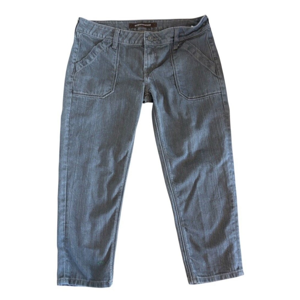 Yanuk Womens Sz 30 Gray Denim Cropped Jeans Stretch Utility Pockets Straight Leg